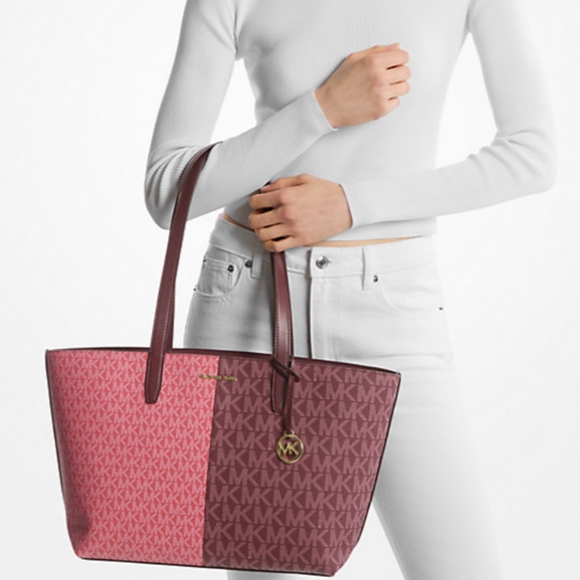 NEW Michael Kors Jet Set Travel Tote Oxblood Multi - Picture 5 of 9